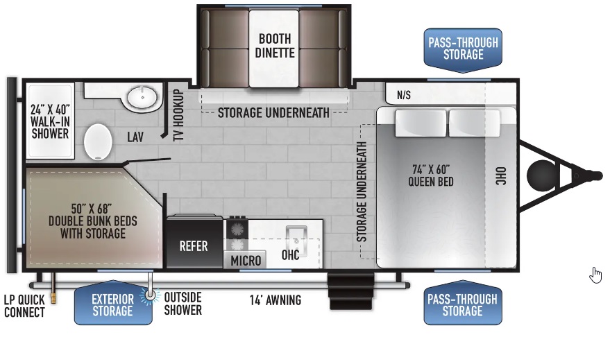 2024 EAST TO WEST RV DELLA TERRA 181BHSLE, , floor-plans-day image number 0